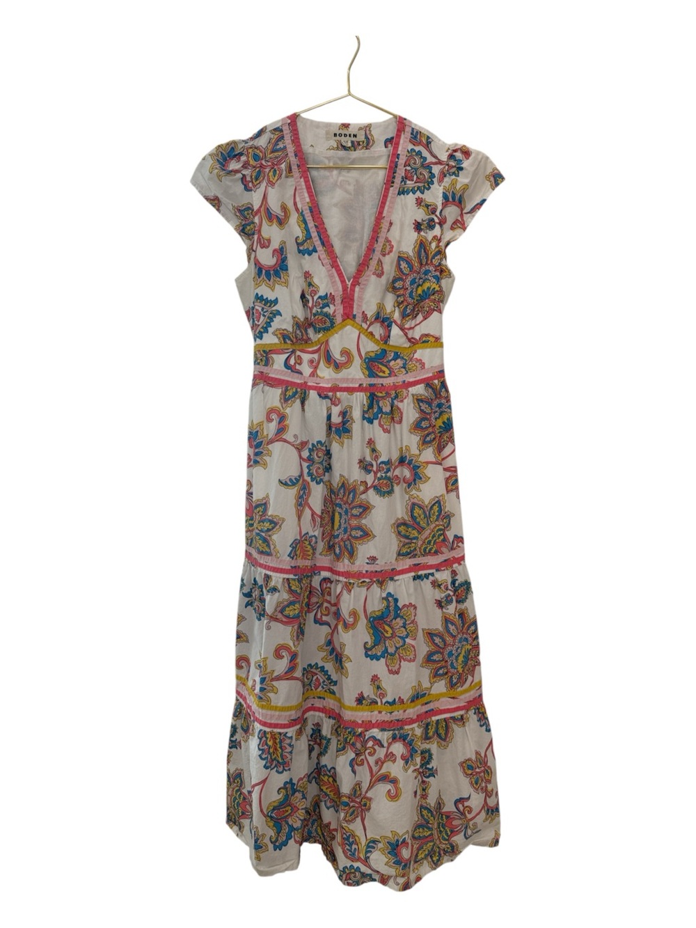 Boden May Cotton Midi Tea Dress Floral Boho US 8R